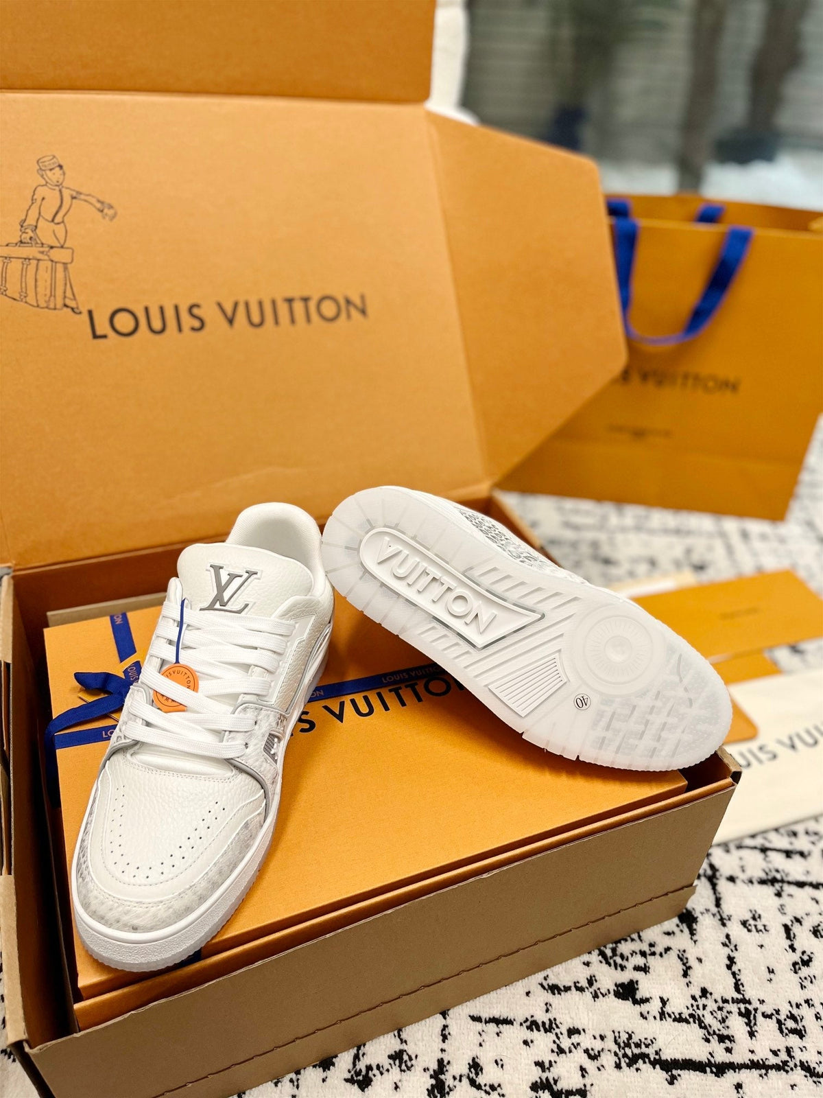 LV Trainer Sneaker White Mix Grey Cowhide