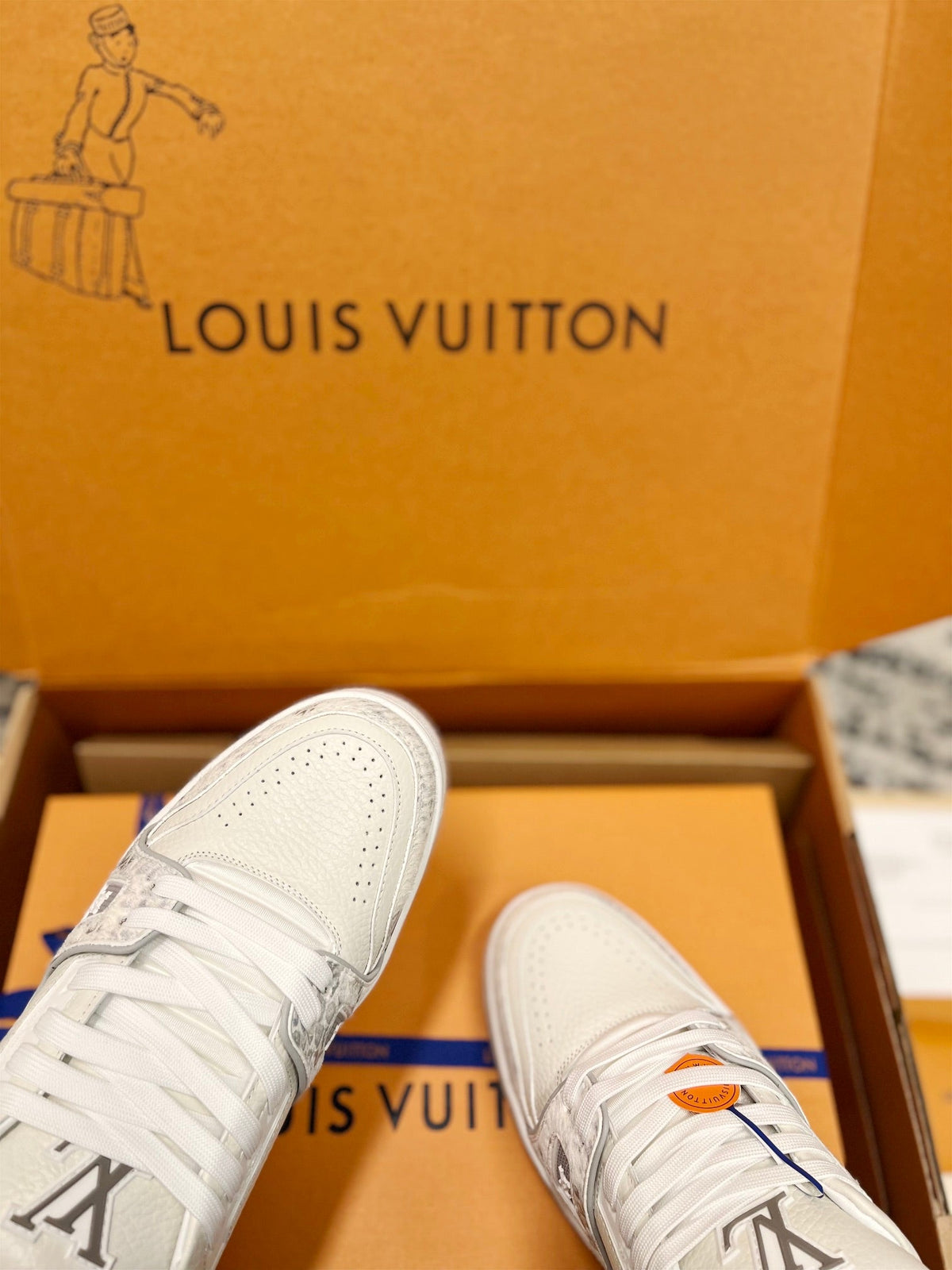 LV Trainer Sneaker White Mix Grey Cowhide