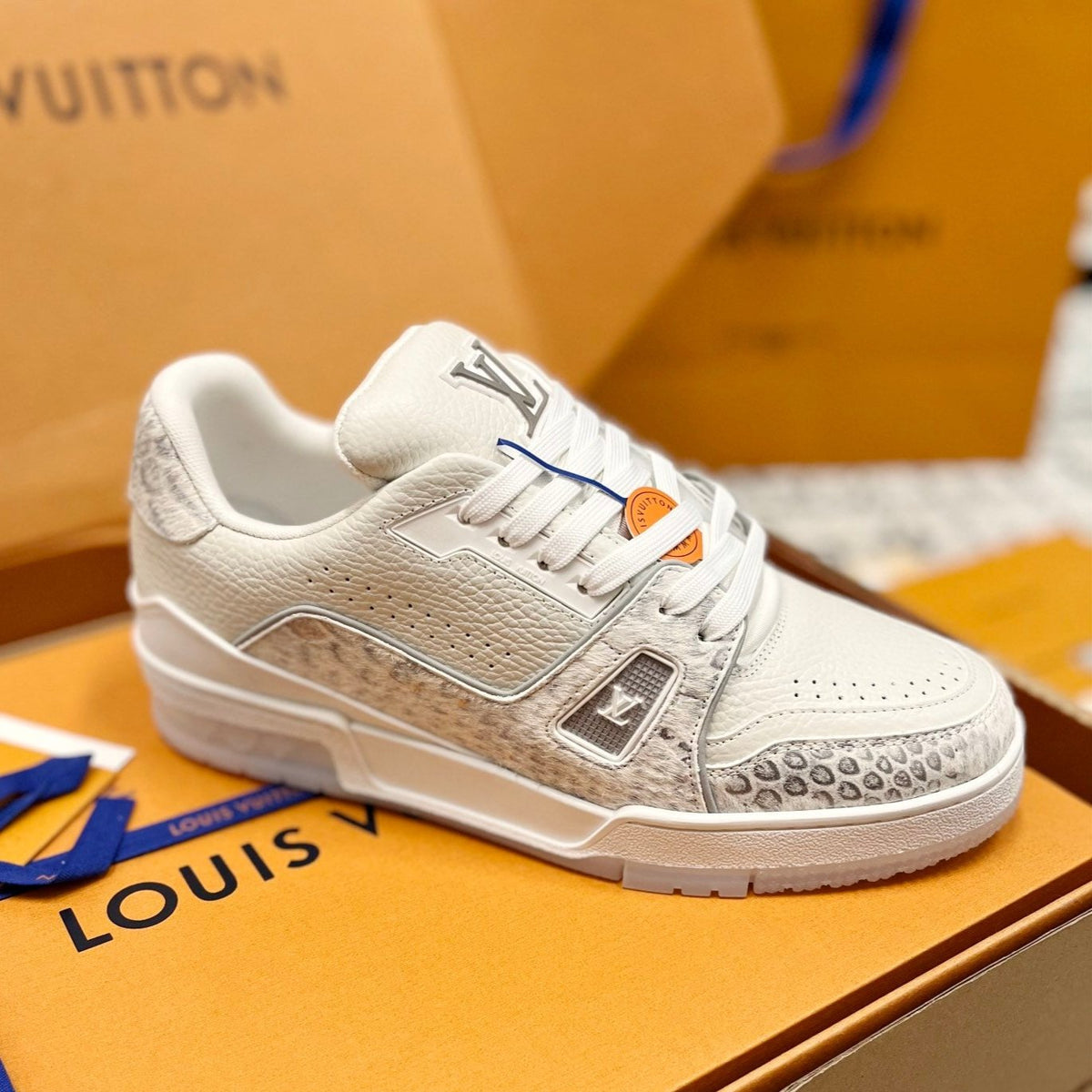 LV Trainer Sneaker White Mix Grey Cowhide