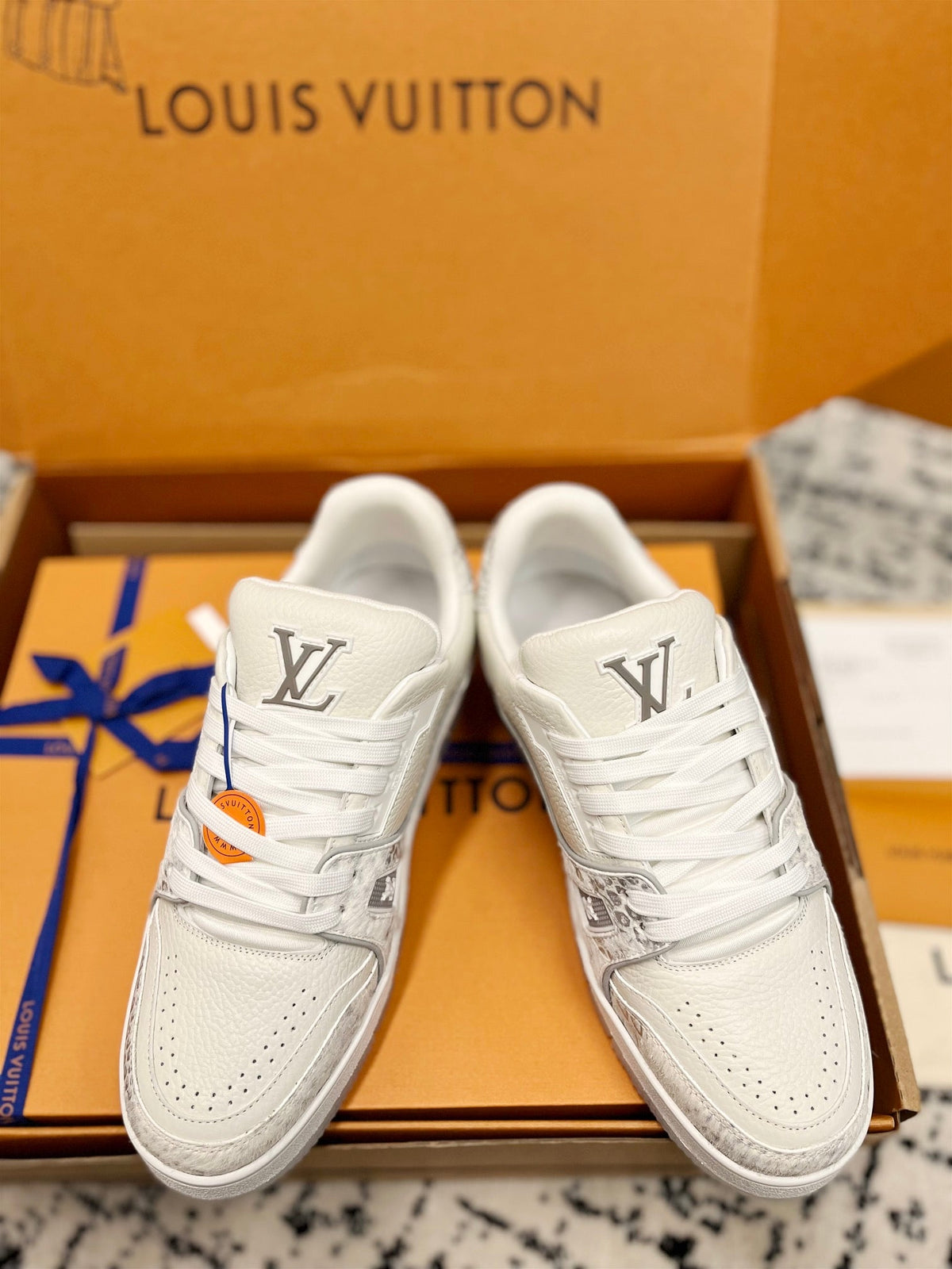 LV Trainer Sneaker White Mix Grey Cowhide