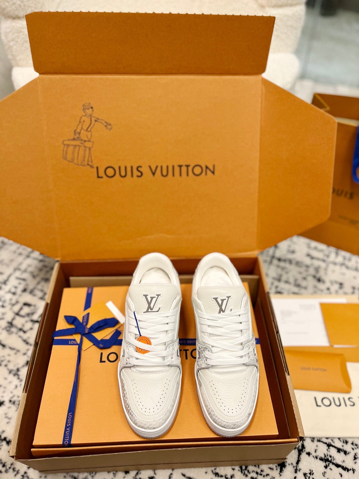 LV Trainer Sneaker White Mix Grey Cowhide