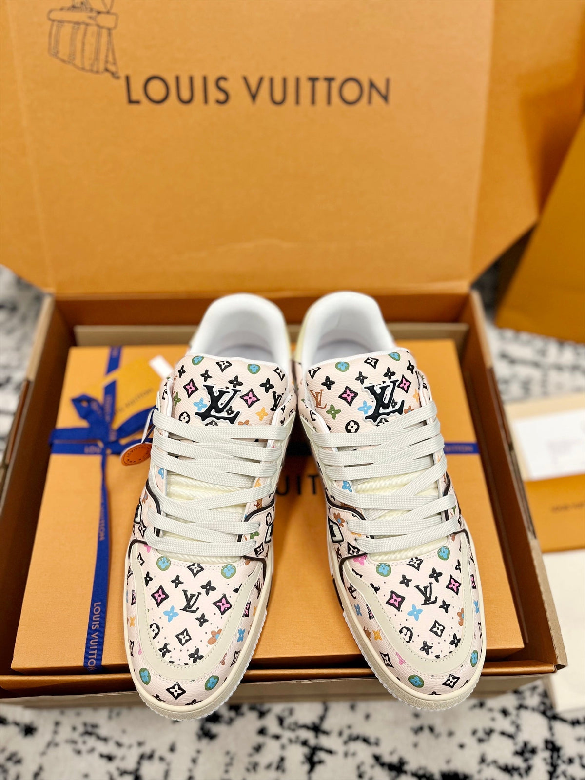 LV Trainer Sneaker Beige Monogram Cowhide