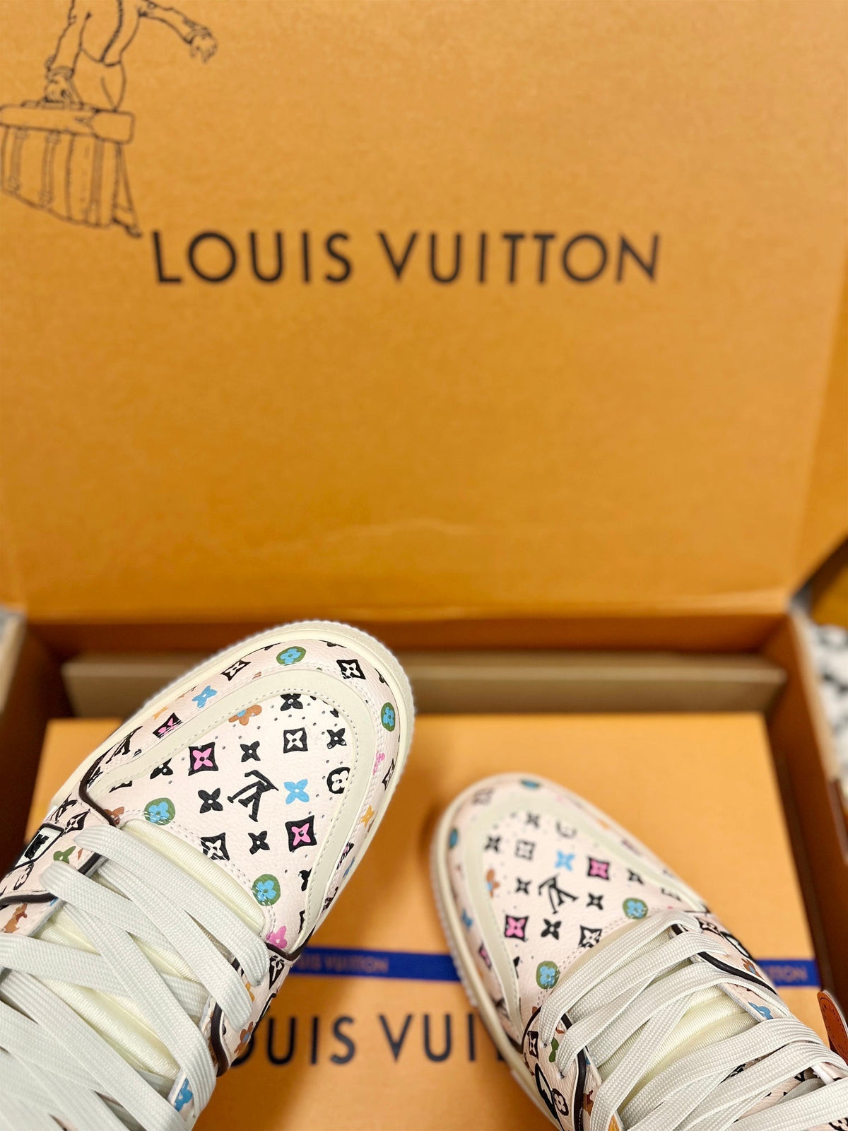 LV Trainer Sneaker Beige Monogram Cowhide