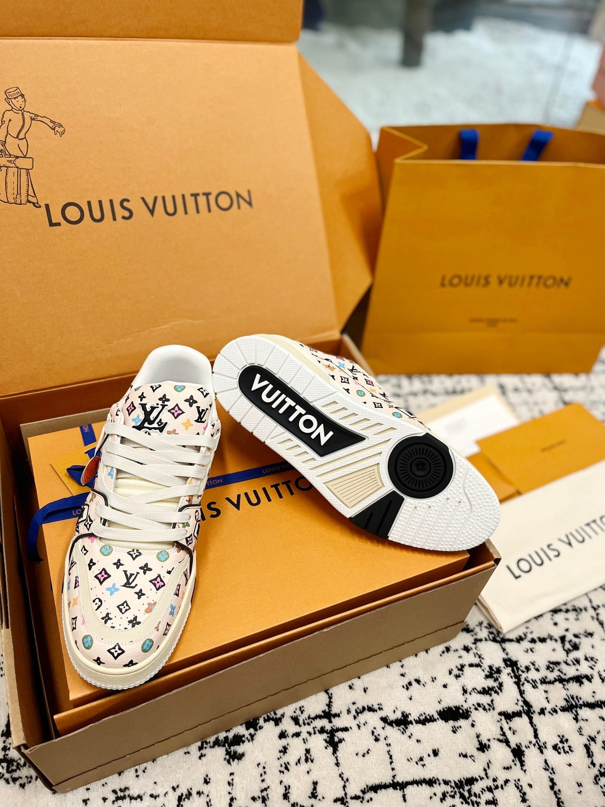 LV Trainer Sneaker Beige Monogram Cowhide