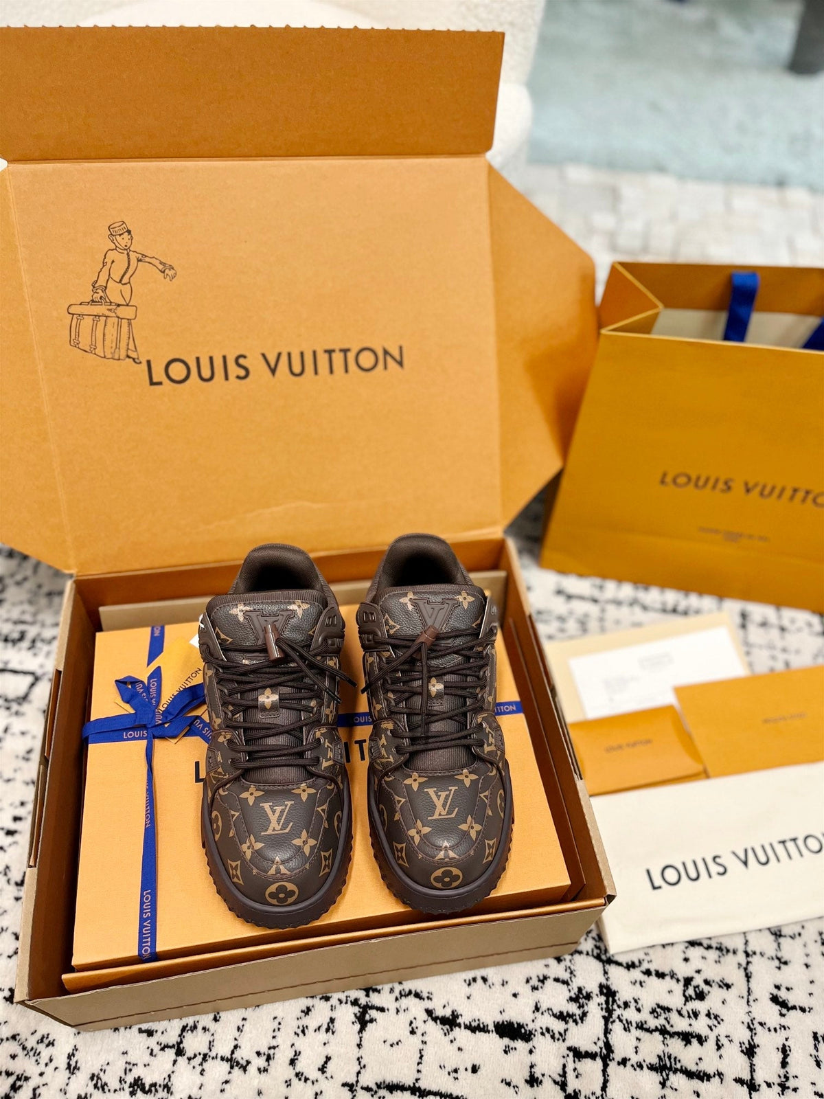 LV Trainer Maxi Sneaker Dark Brown Monogram Cowhhide