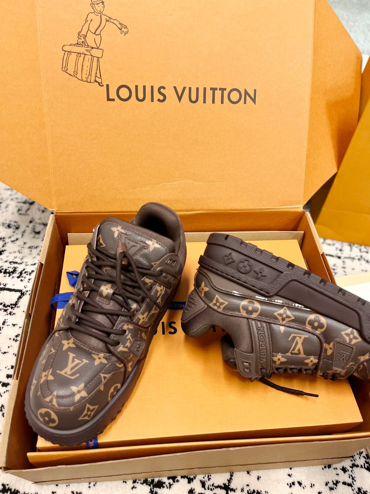 LV Trainer Maxi Sneaker Dark Brown Monogram Cowhhide