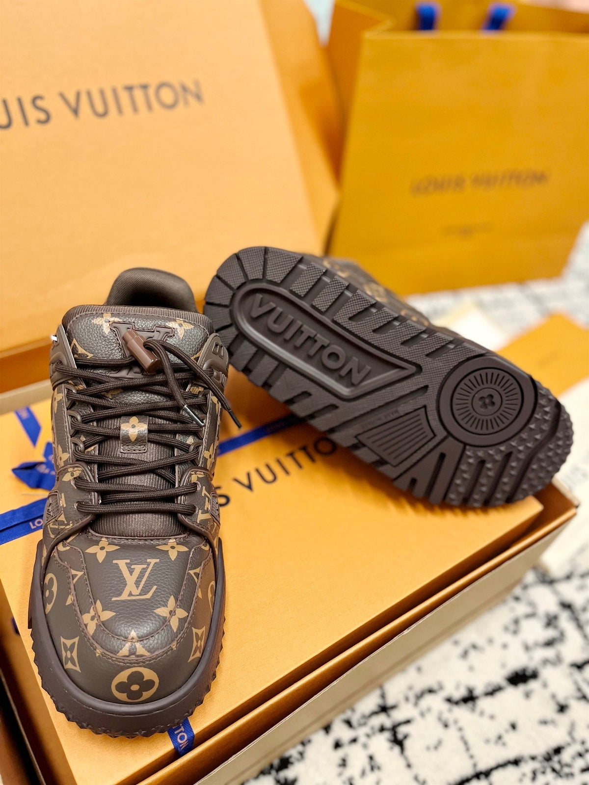 LV Trainer Maxi Sneaker Dark Brown Monogram Cowhhide