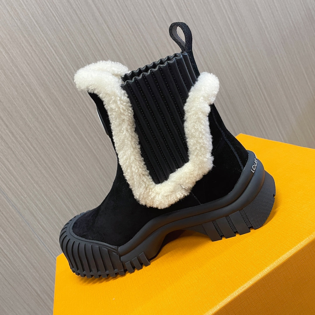 LV Ruby Flat Ankle Boot 50mm Black Suede