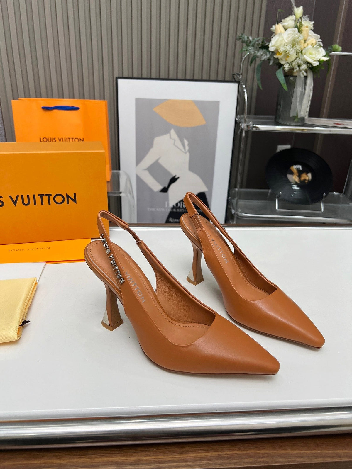 LV Spake Slingback 8.5CM Bronze Brown Calfskin 218290