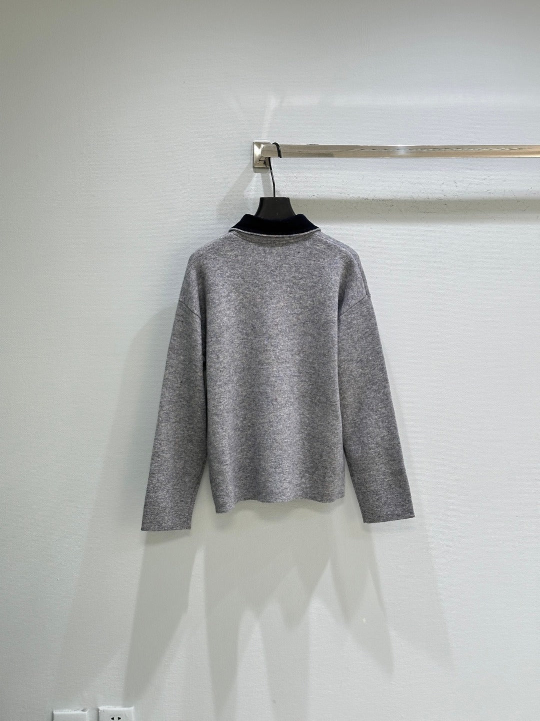 Miumiu 2026 Half-zipper Sweater Grey Mix Blue Cashmere