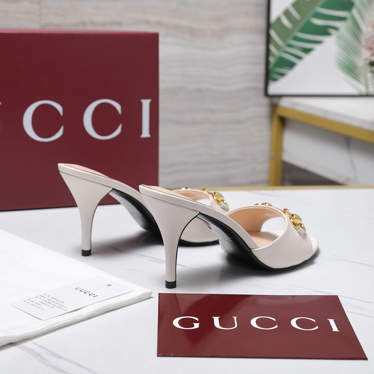 Gucci 2026 High-Heeled Slide Sandals 85mm Black Leather 758705