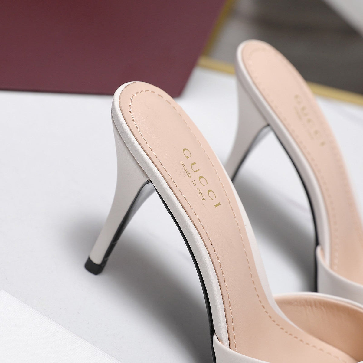 Gucci 2026 High-Heeled Slide Sandals 85mm Black Leather 758705
