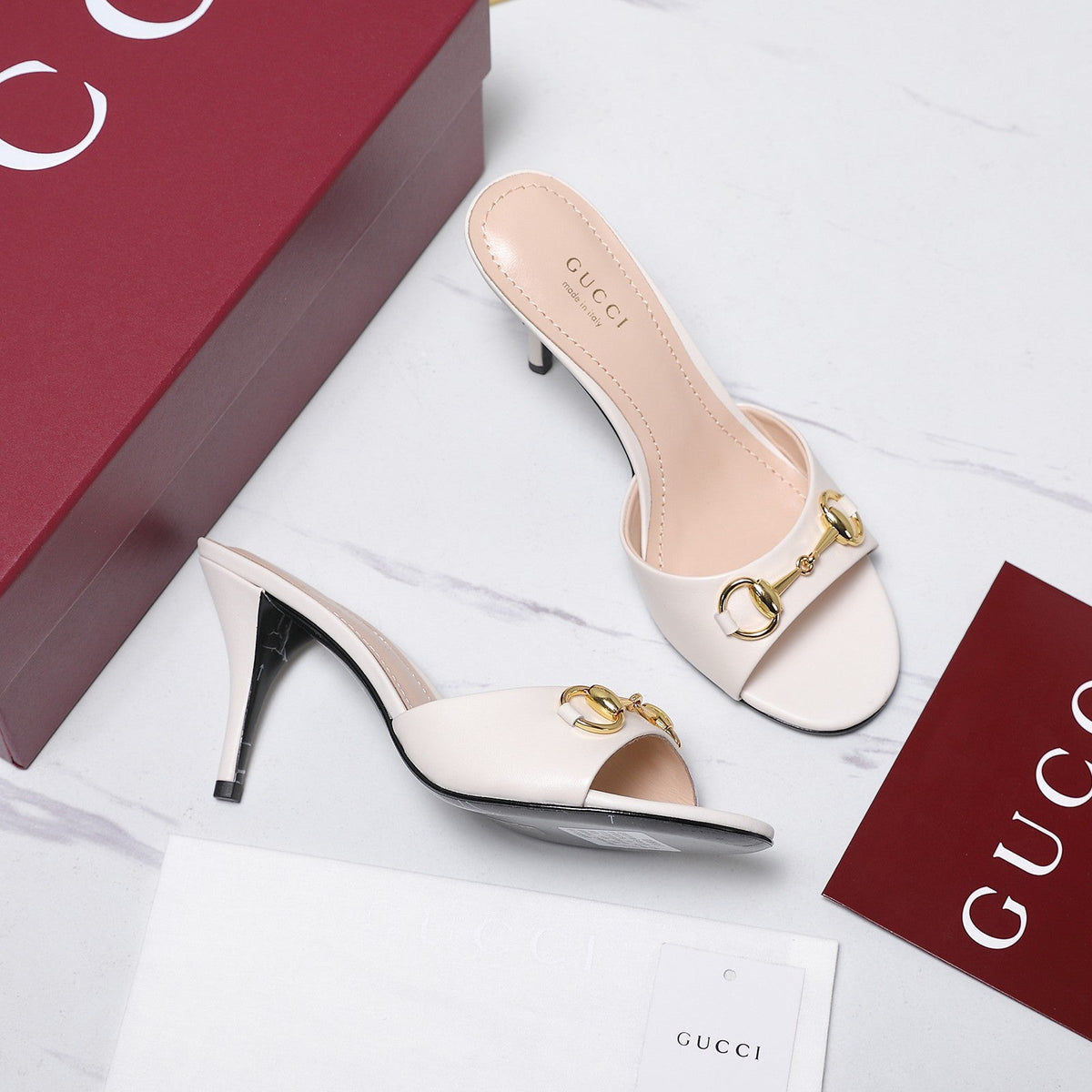 Gucci 2026 High-Heeled Slide Sandals 85mm Black Leather 758705