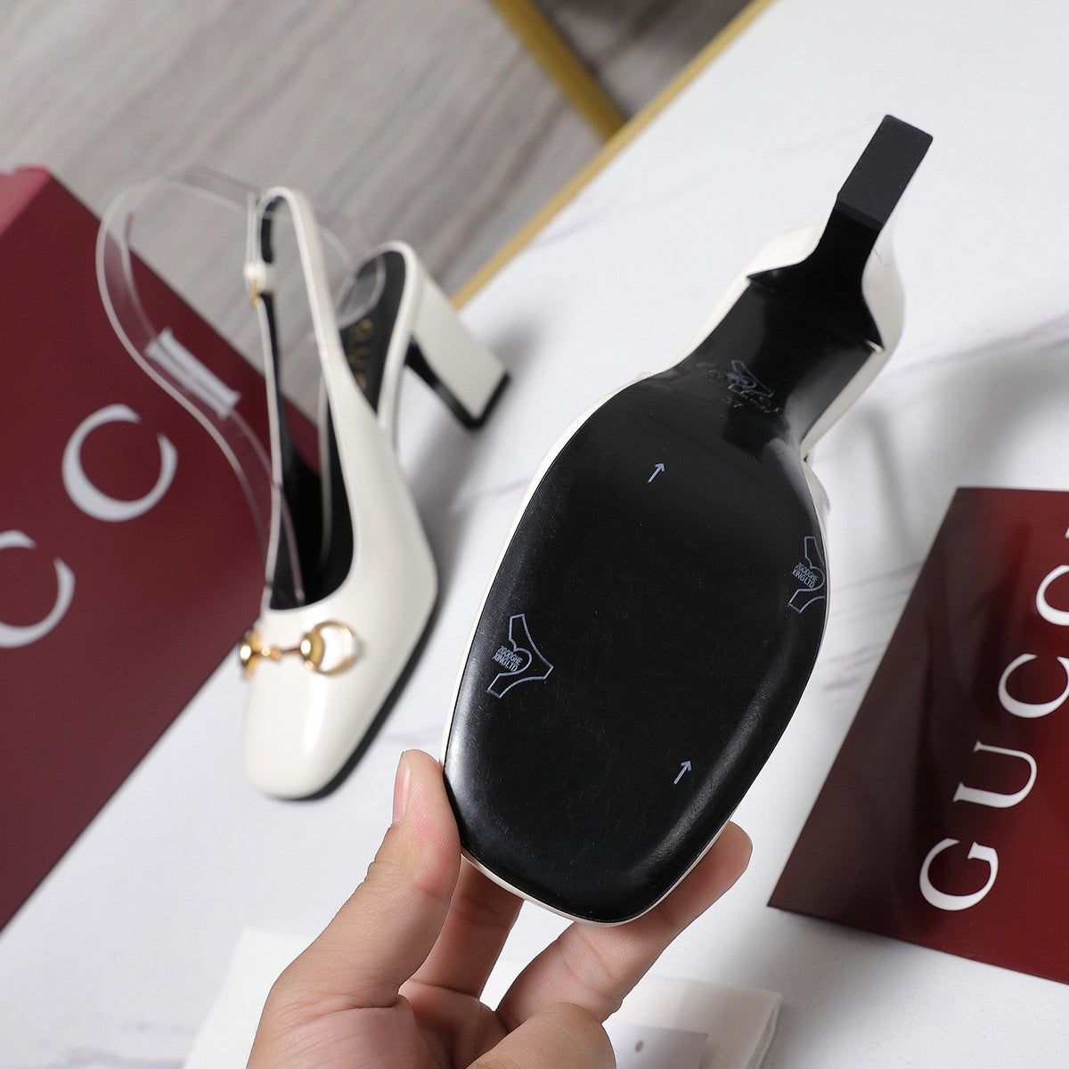 Gucci 2026 Slingback Pumps 75mm Cowhide Leather 758477