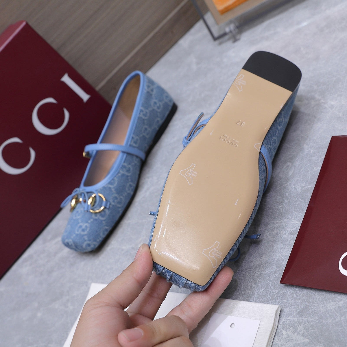 Gucci 2026 Mary Jane Ballet Flats Canvas 758536