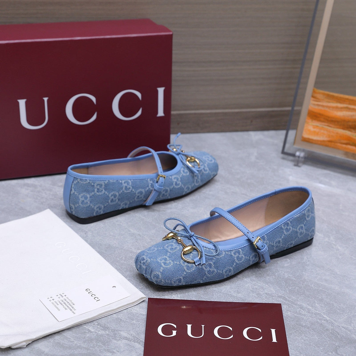 Gucci 2026 Mary Jane Ballet Flats Canvas 758536