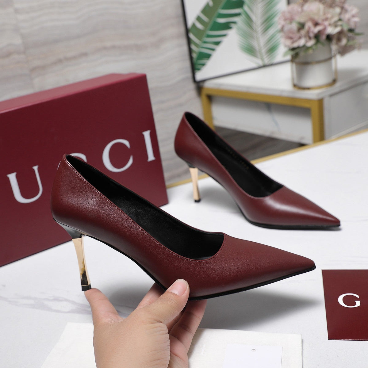 Gucci 2026 GG Bombshell Pumps 85mm Leather 758555