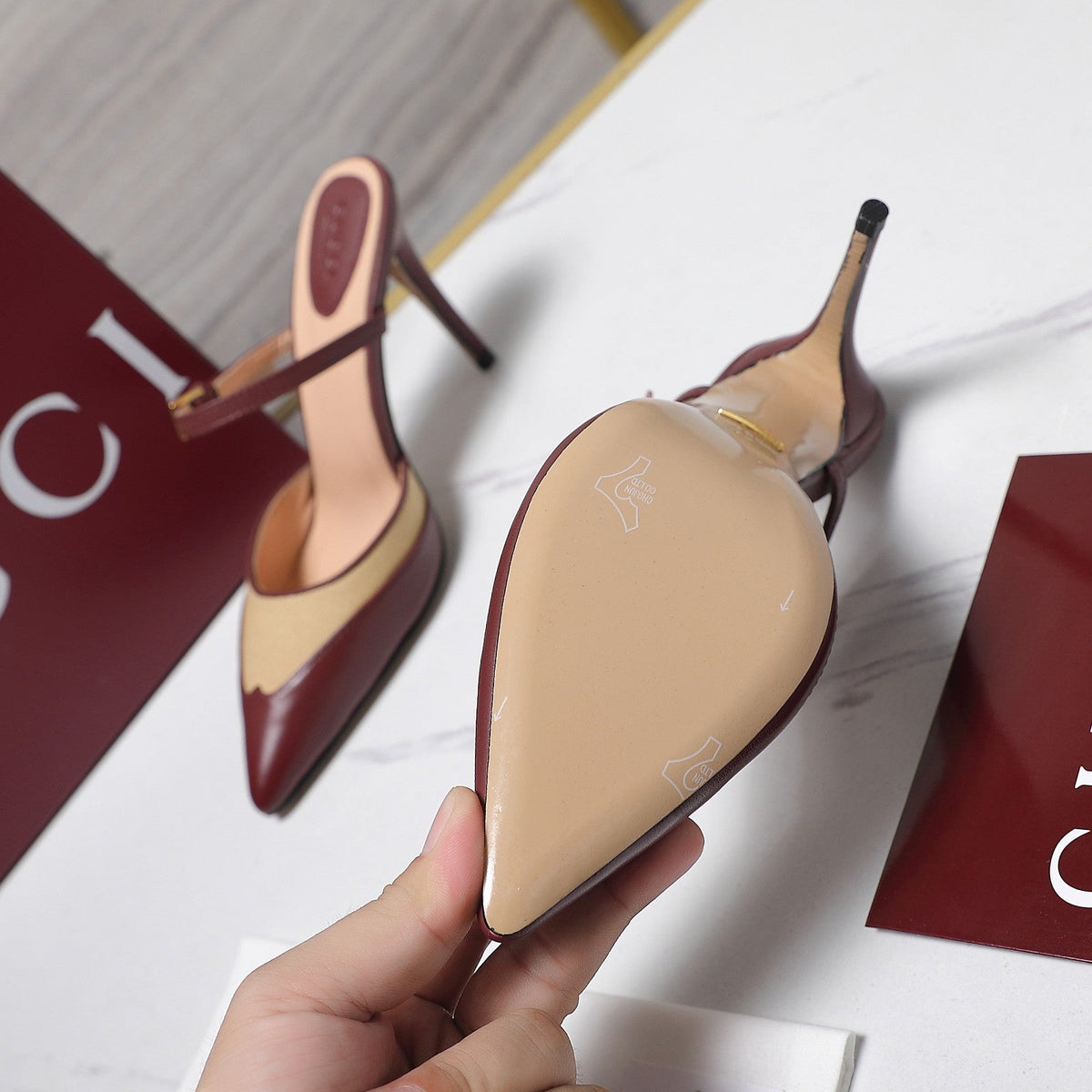 Gucci 2026 Stiletto Slingback Pumps 95mm Canvas Leather 758561