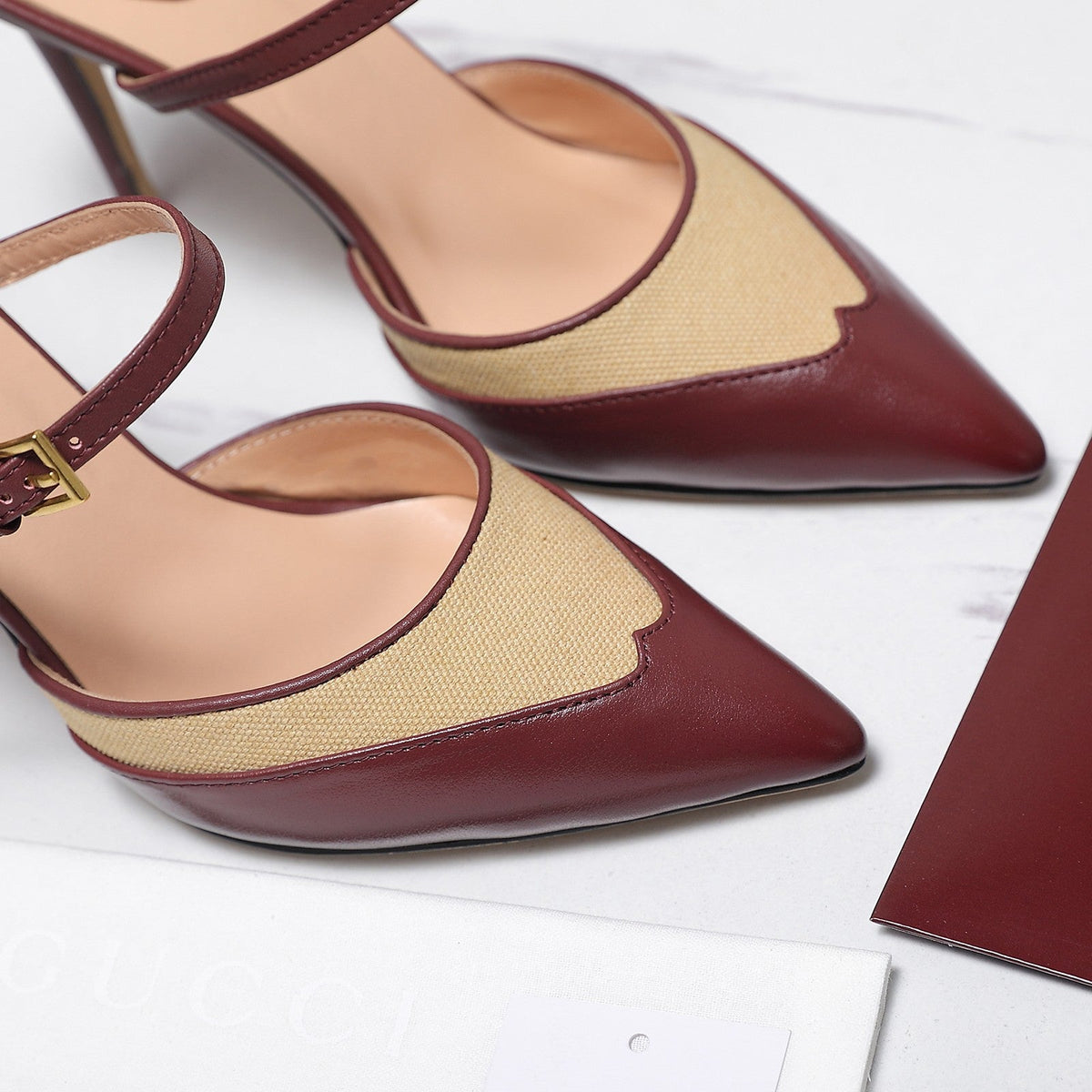 Gucci 2026 Stiletto Slingback Pumps 95mm Canvas Leather 758561