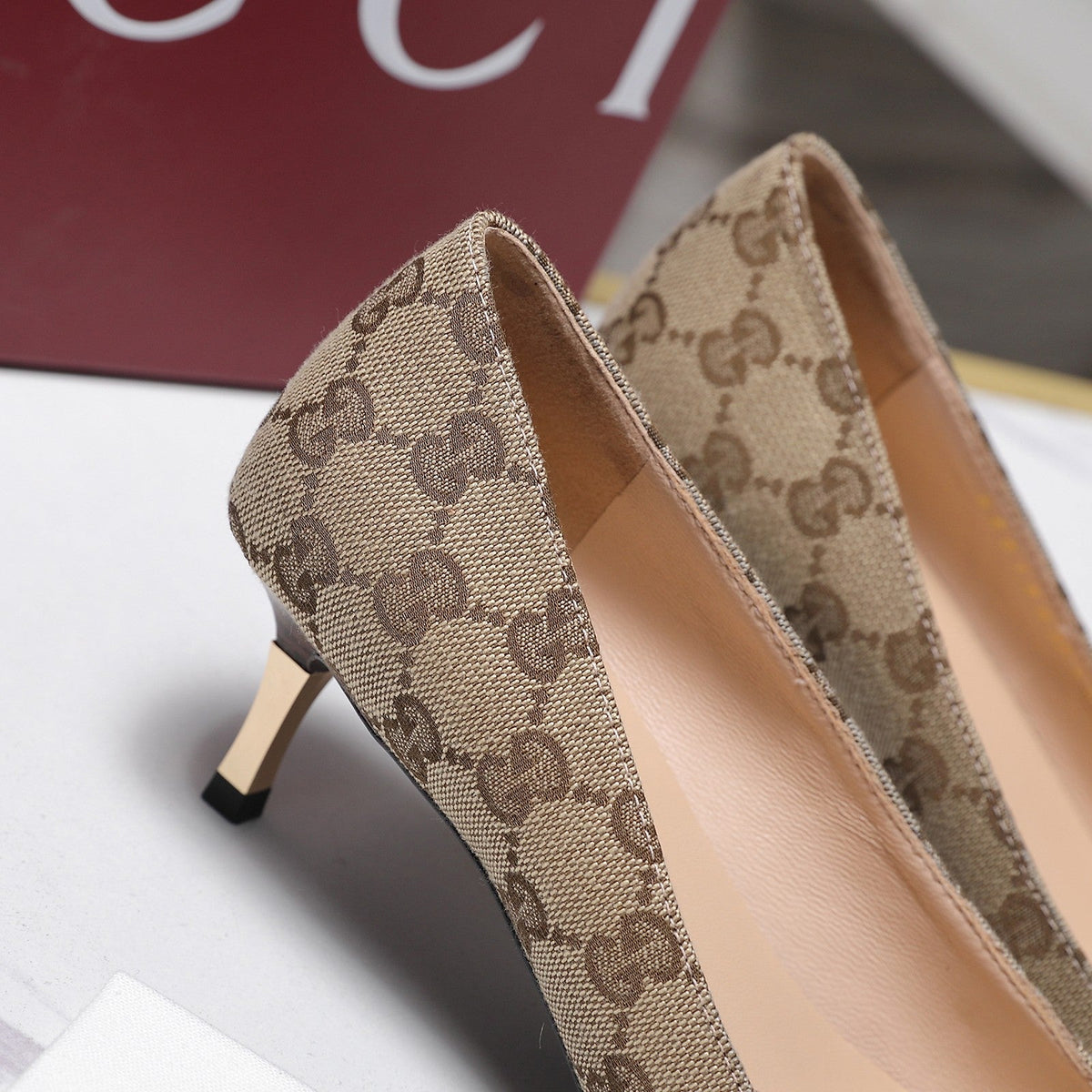 Gucci 2026 GG Bombshell Pumps 55mm Canvas Leather 758606