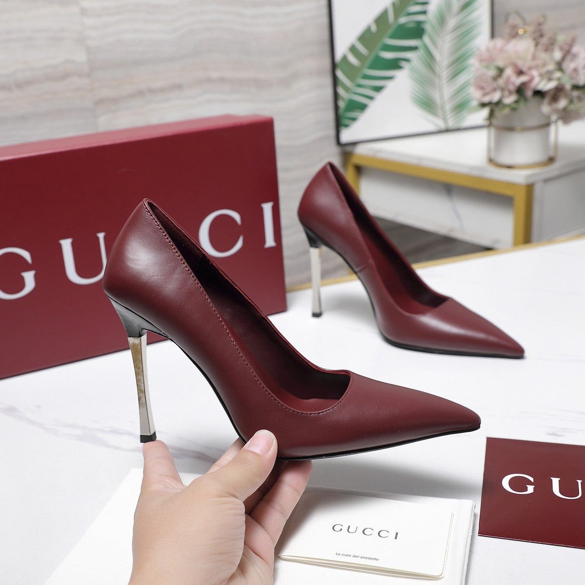 Gucci 2026 GG Bombshell Pumps 110mm Leather 758612