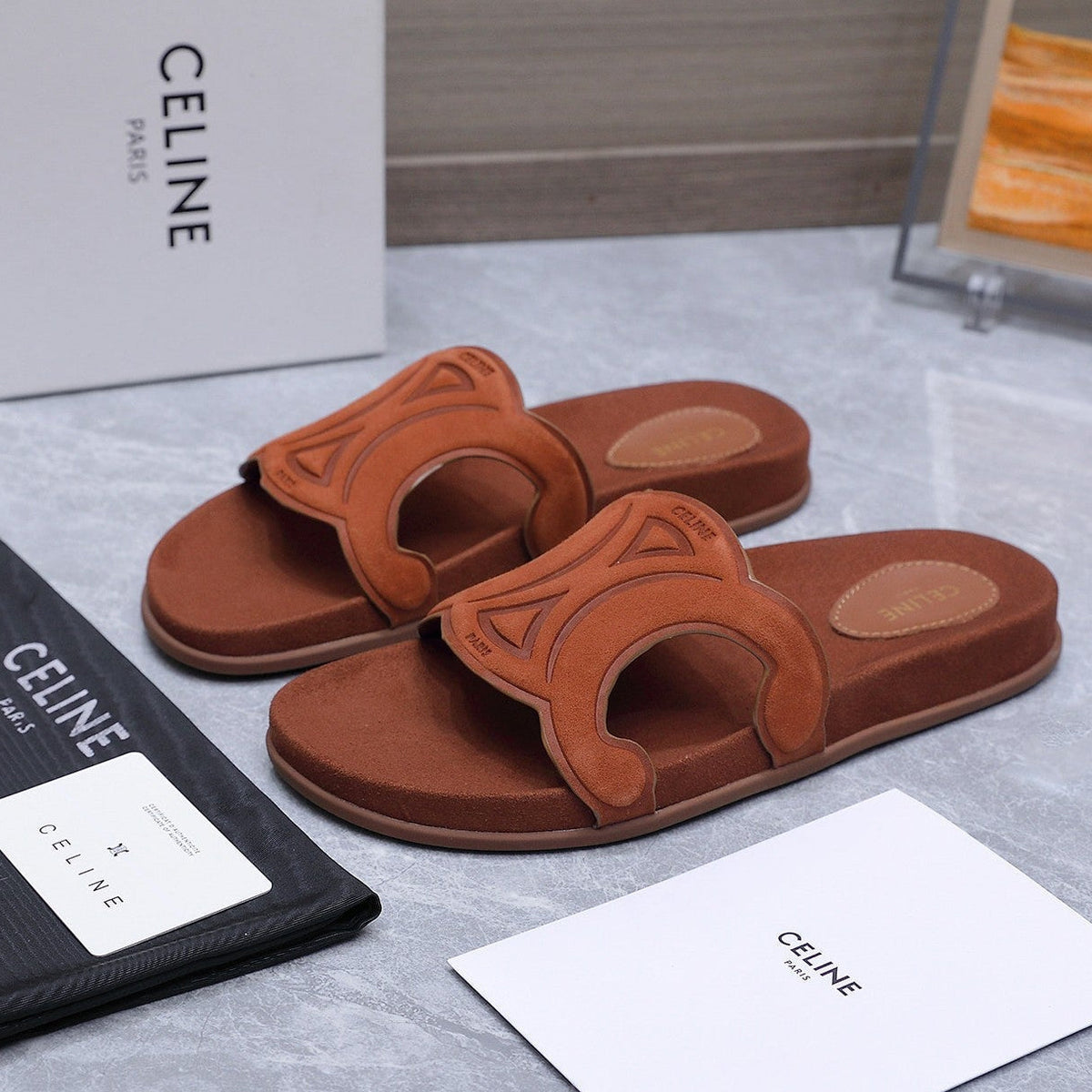 Celine 26 Platform Sandals 25mm Suede Leather796676
