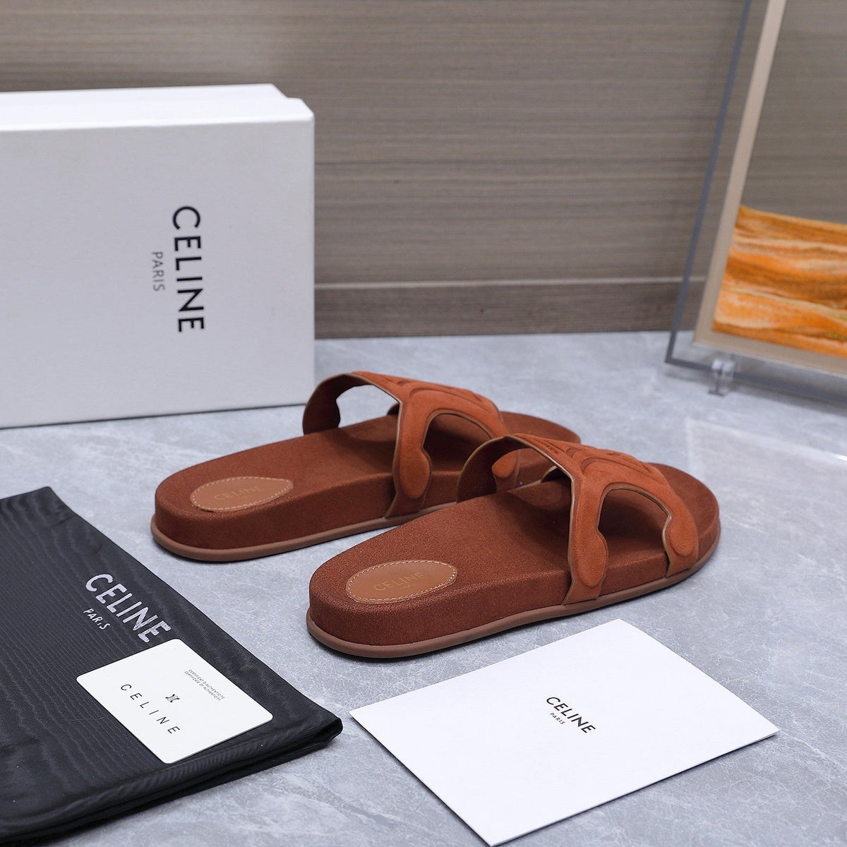 Celine 26 Platform Sandals 25mm Suede Leather796676