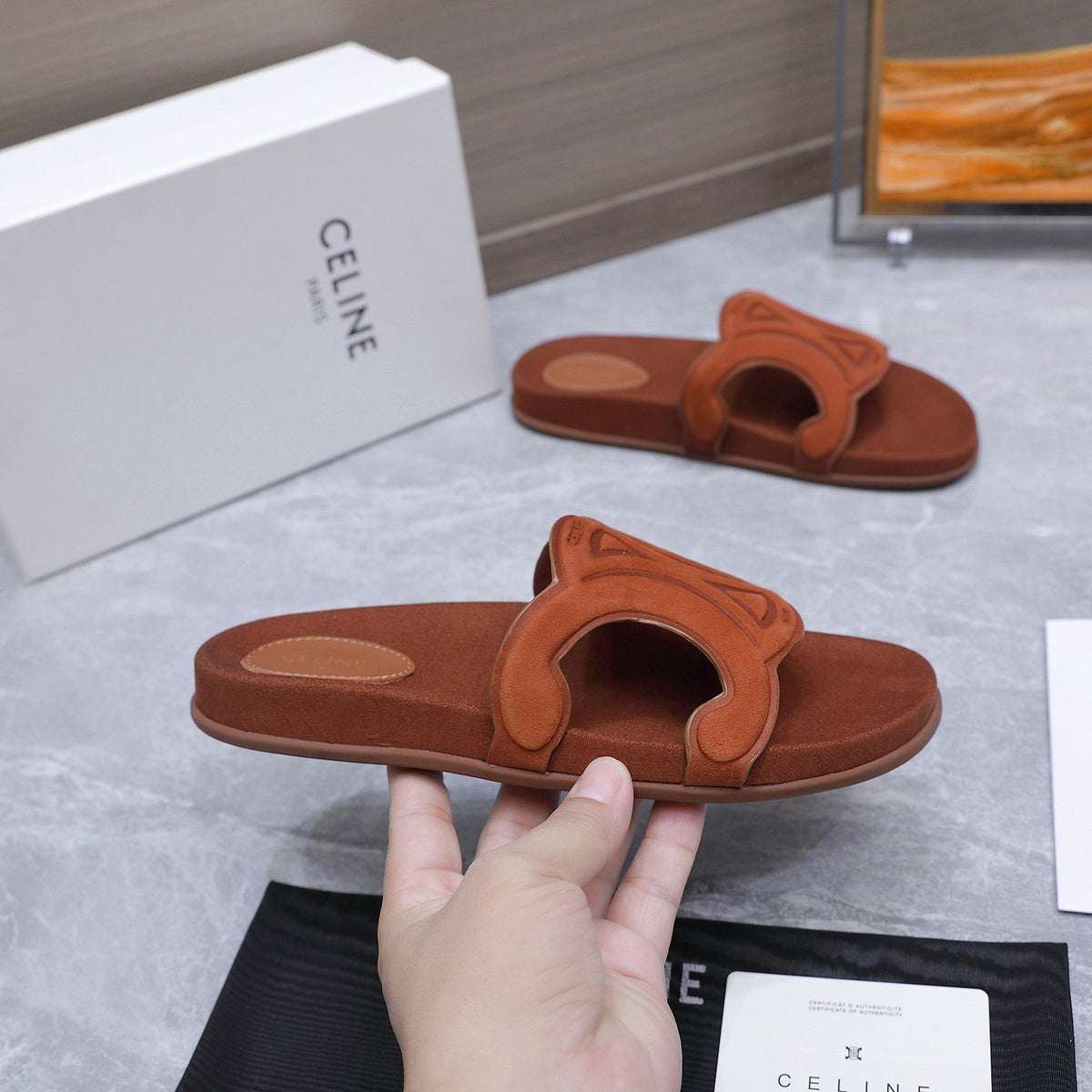 Celine 26 Platform Sandals 25mm Suede Leather796676