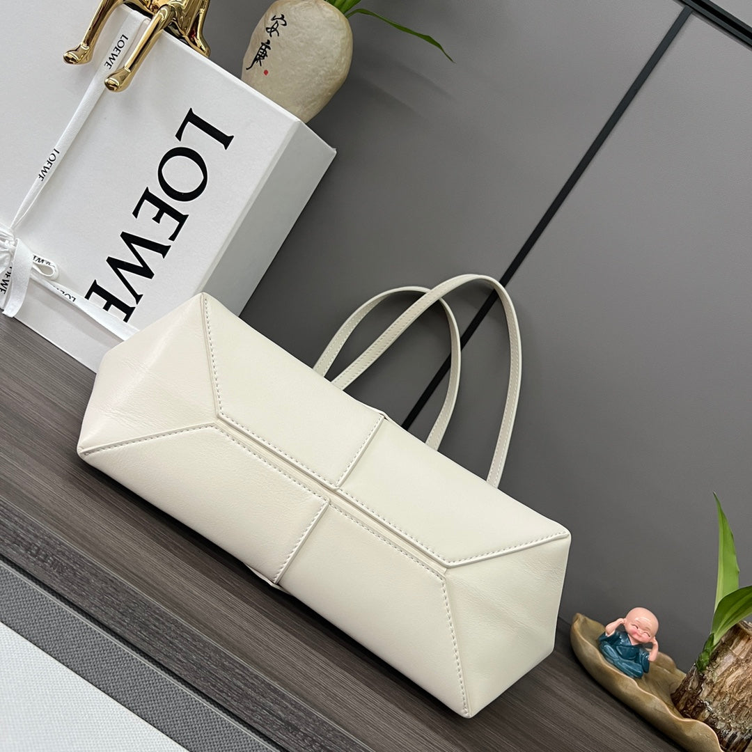 Loewe Cropped Handbag 39 White Glossy Calfskin 280661