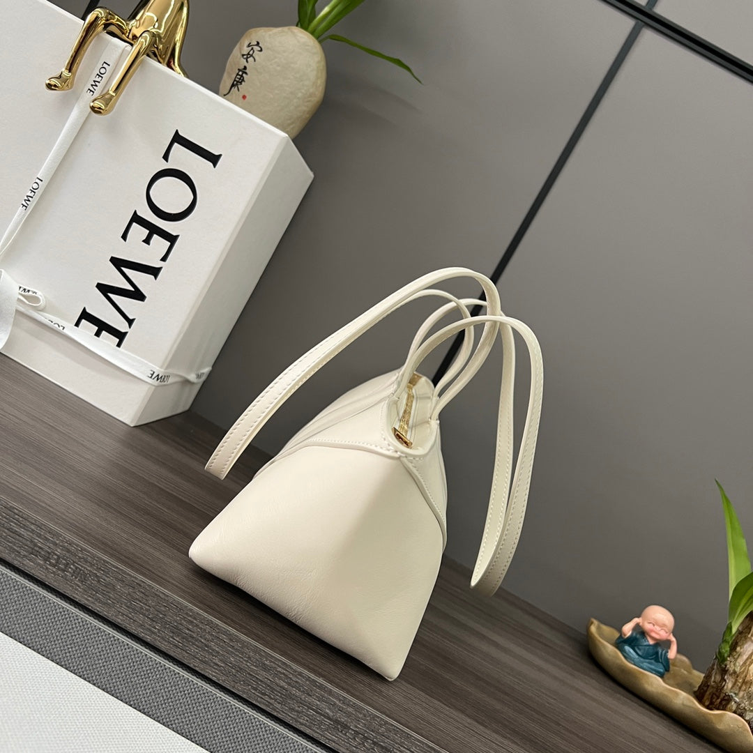 Loewe Cropped Handbag 39 White Glossy Calfskin 280661
