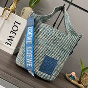 Loewe Slit Handbag Blue Raffia Cowhide 254123