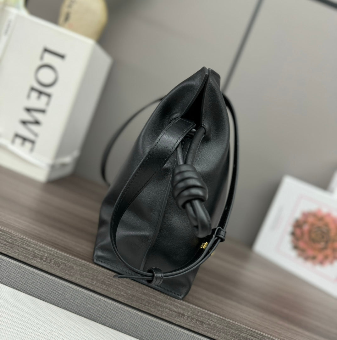 Loew Medium Flamenco Clutch 30cm Black Lambskin
