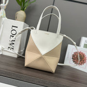 Loewe Puzzle Fold Handbag White and Gray Rice Apricot Cowhide 254370