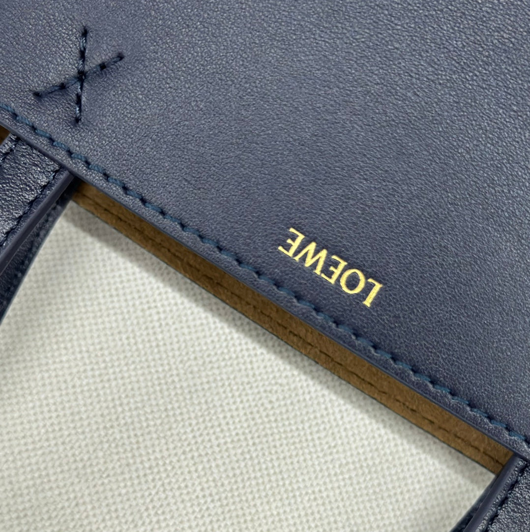 Loewe Puzzle Fold Handbag Navy Blue Cowhide 254372