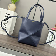 Loewe Puzzle Fold Handbag Navy Blue Cowhide 254372