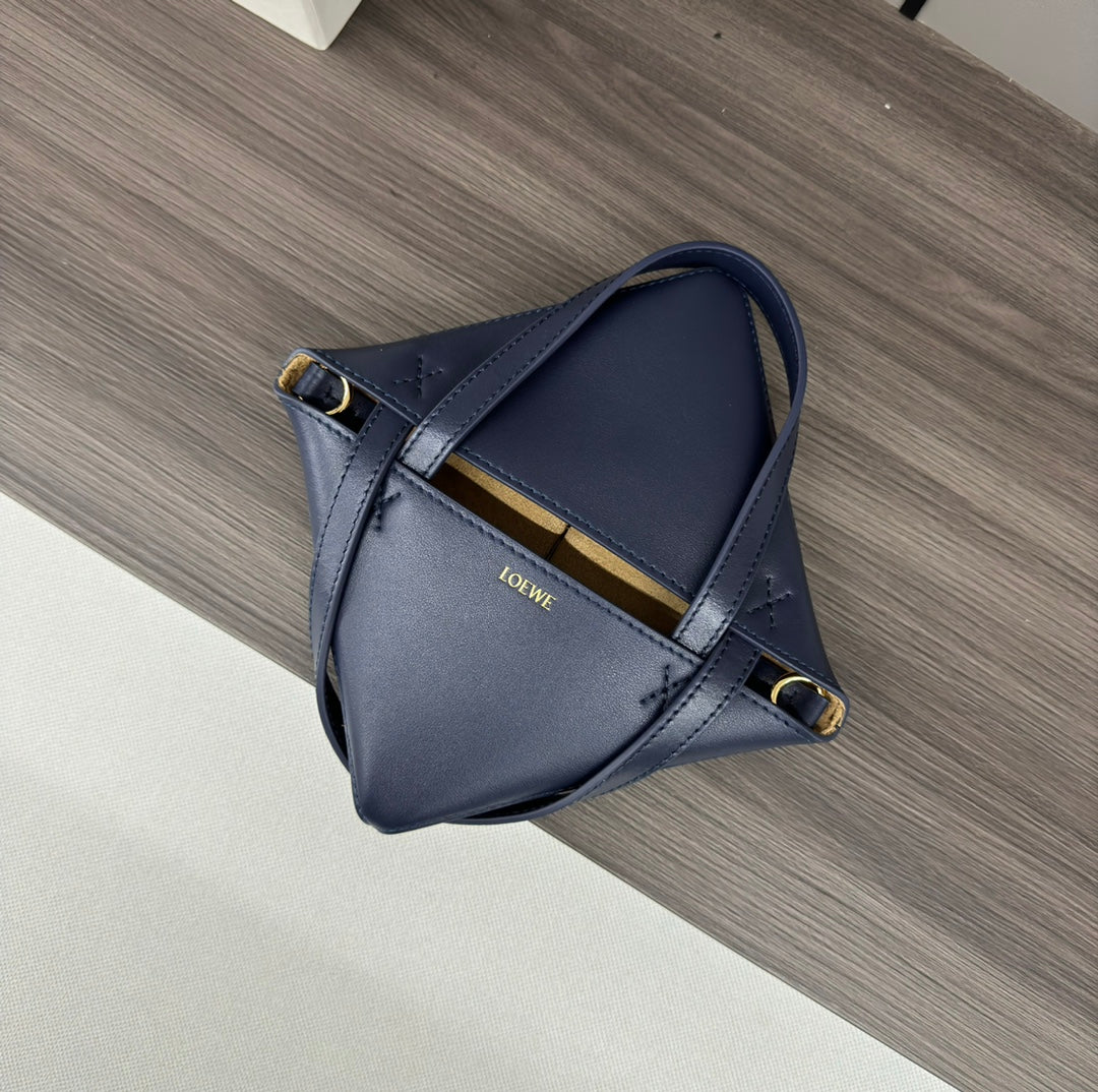 Loewe Puzzle Fold Handbag Navy Blue Cowhide 254372