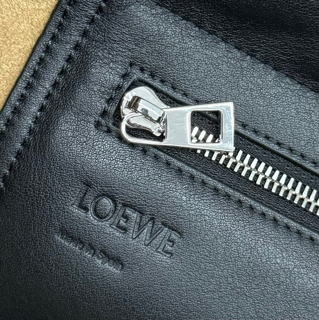 Loewe Flamenco Satchel Messenger 20cm Bag Black Cowhide canvas 253902