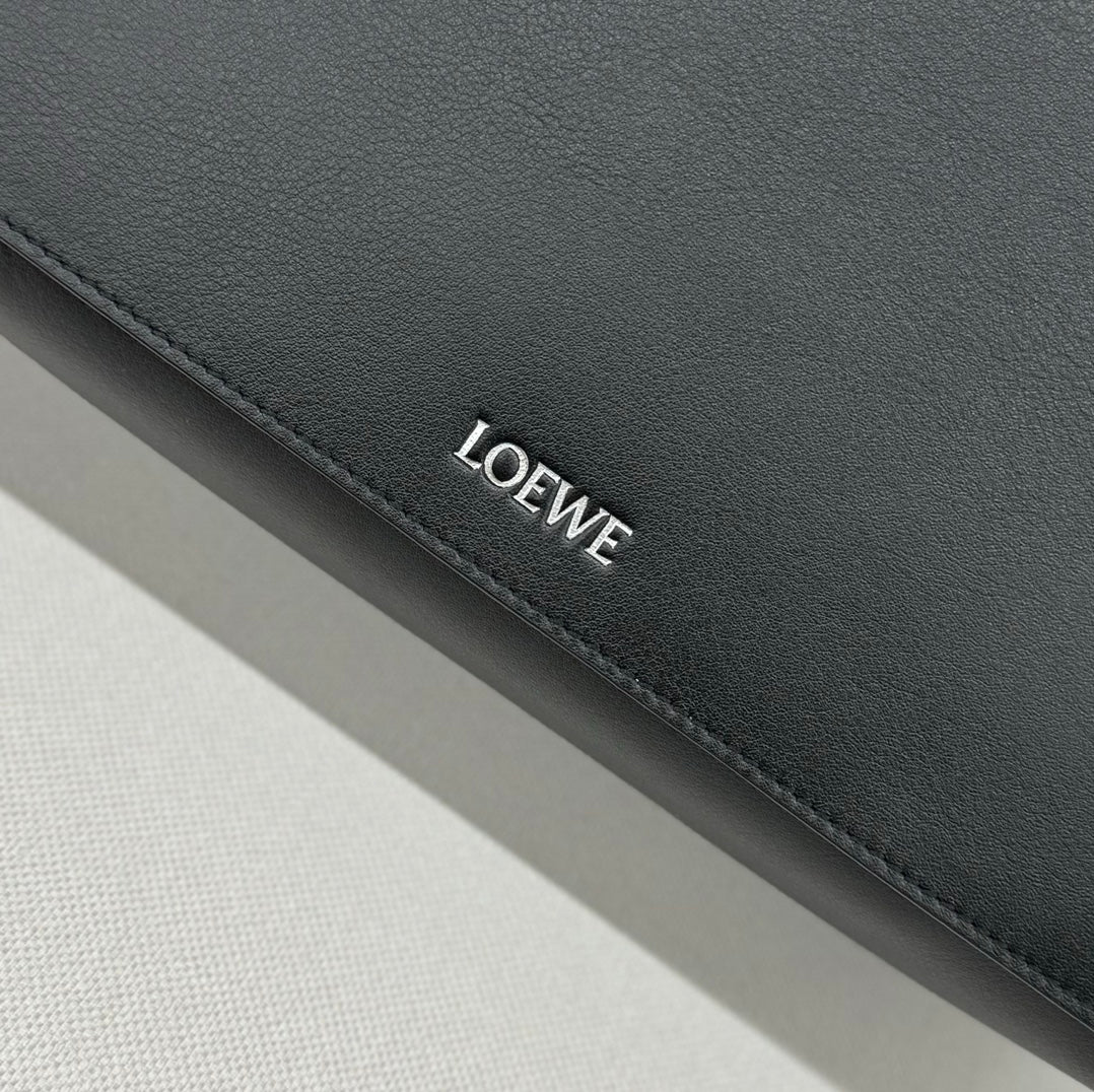 Loewe Flamenco Satchel Messenger 20cm Bag Black Cowhide canvas 253902