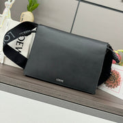 Loewe Flamenco Satchel Messenger 20cm Bag Black Cowhide canvas 253902