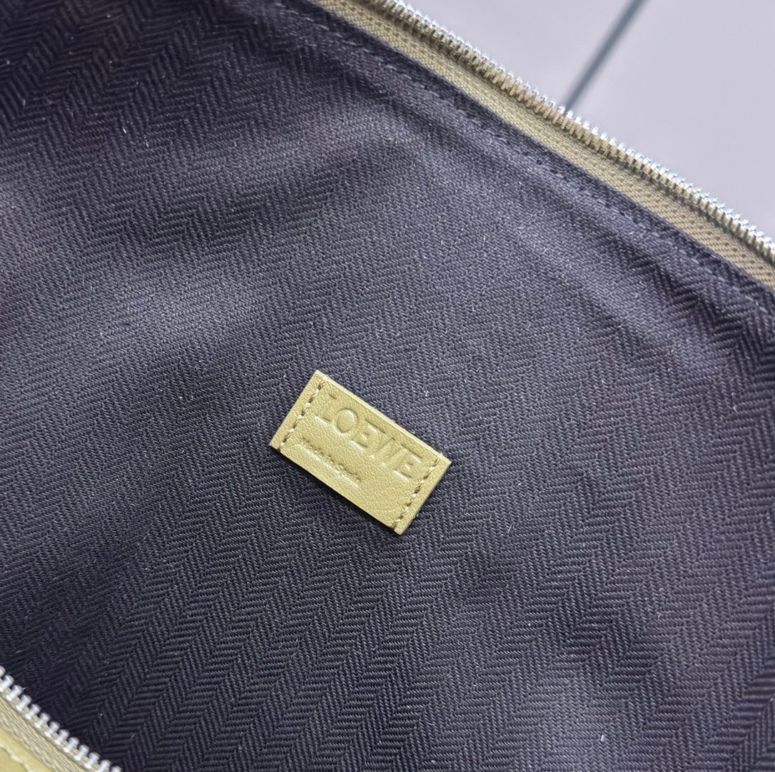 Loew Cubi Handbag Olive Green Cowhide Canvas 254757