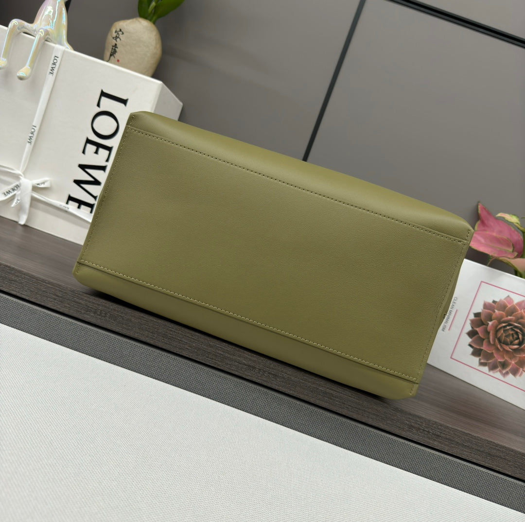 Loew Cubi Handbag Olive Green Cowhide Canvas 254757