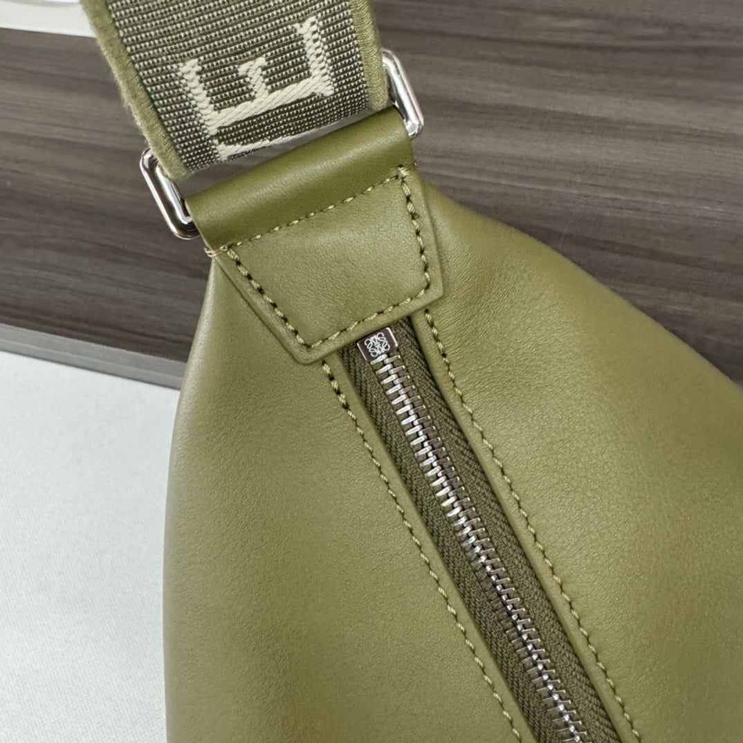 Loew Cubi Handbag Olive Green Cowhide Canvas 254757