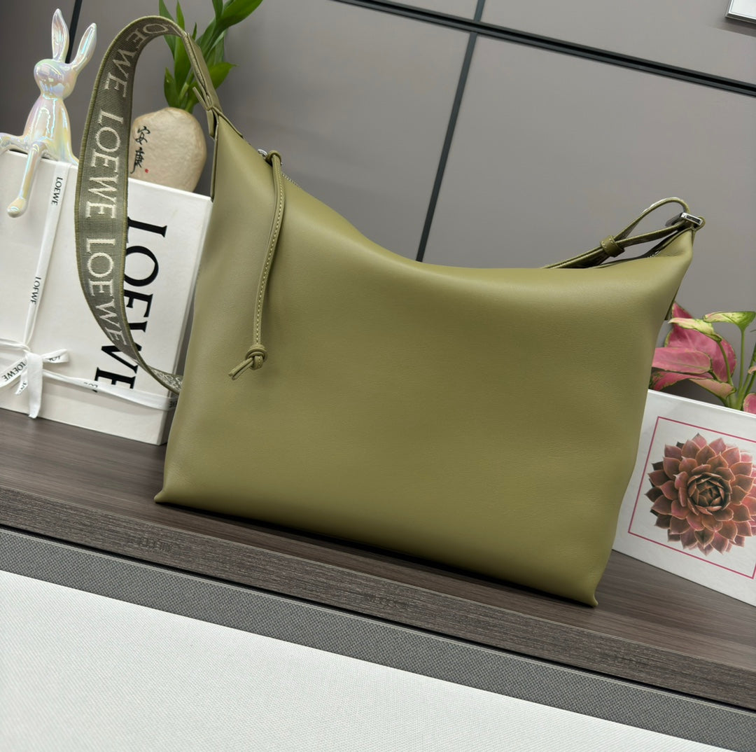 Loew Cubi Handbag Olive Green Cowhide Canvas 254757