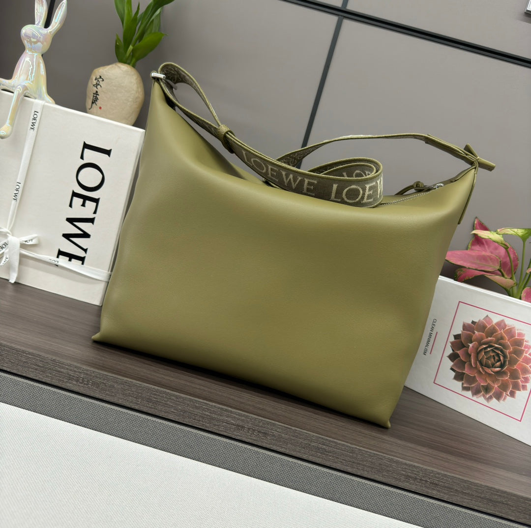 Loew Cubi Handbag Olive Green Cowhide Canvas 254757