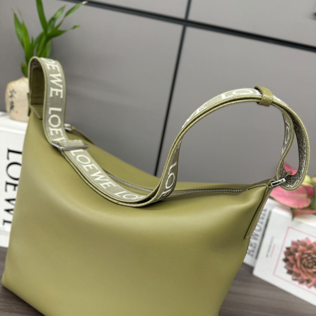 Loew Cubi Handbag Olive Green Cowhide Canvas 254757