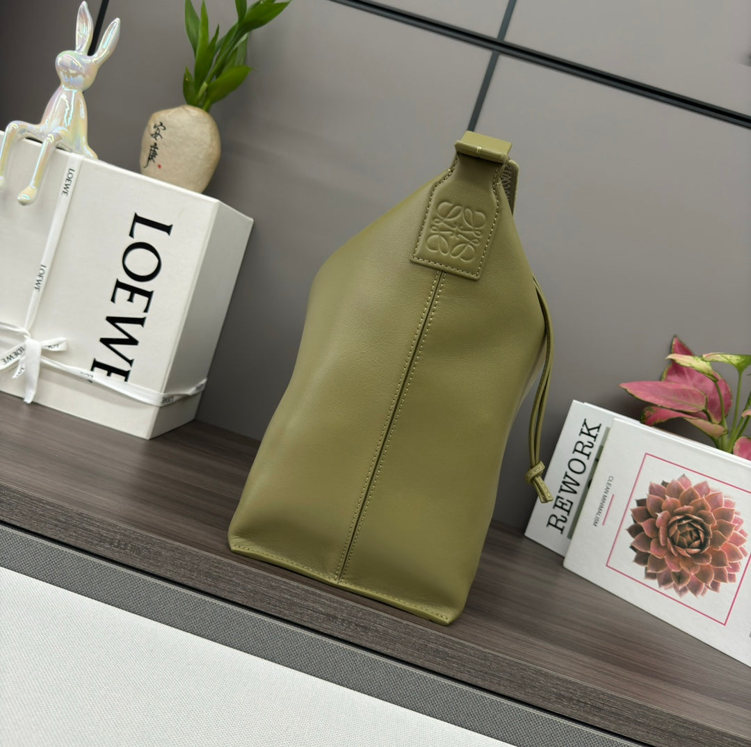 Loew Cubi Handbag Olive Green Cowhide Canvas 254757