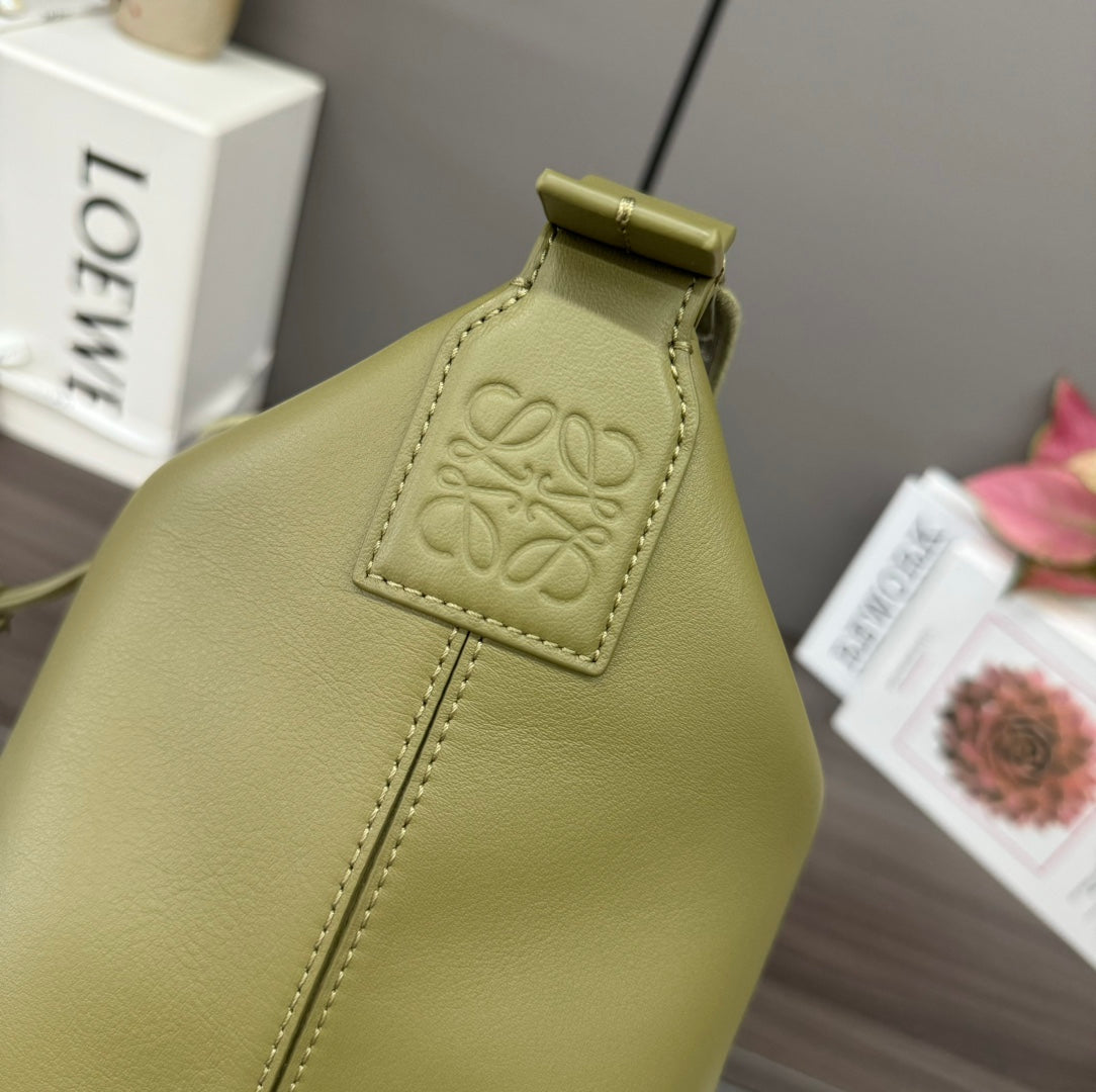 Loew Cubi Handbag Olive Green Cowhide Canvas 254757