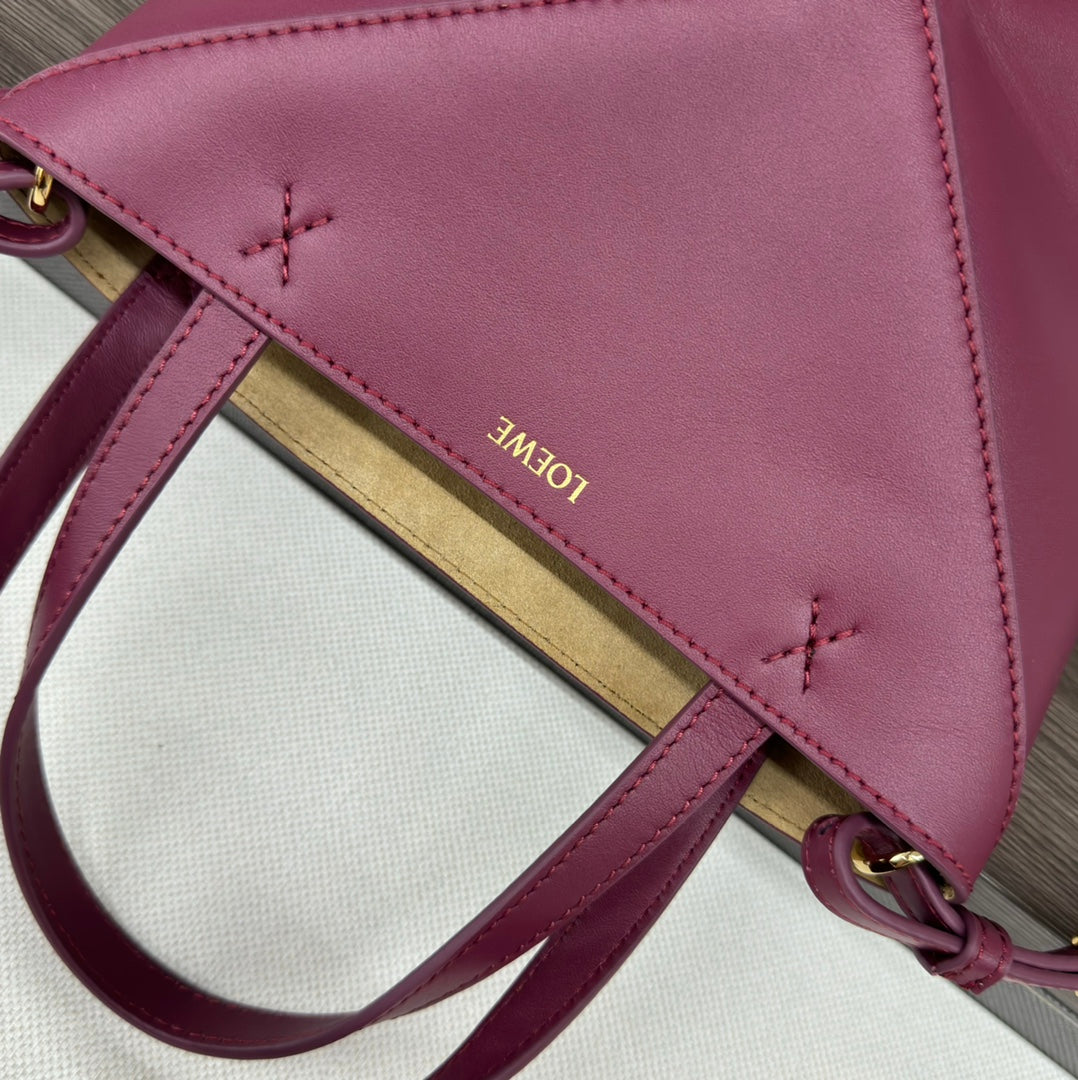 Loewe Puzzle Fold Handbag Crimson Cowhide 254374
