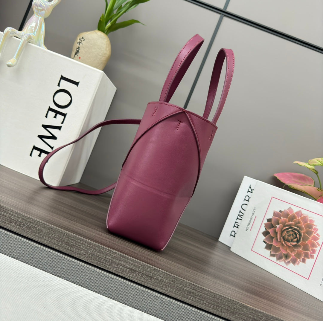 Loewe Puzzle Fold Handbag Crimson Cowhide 254374