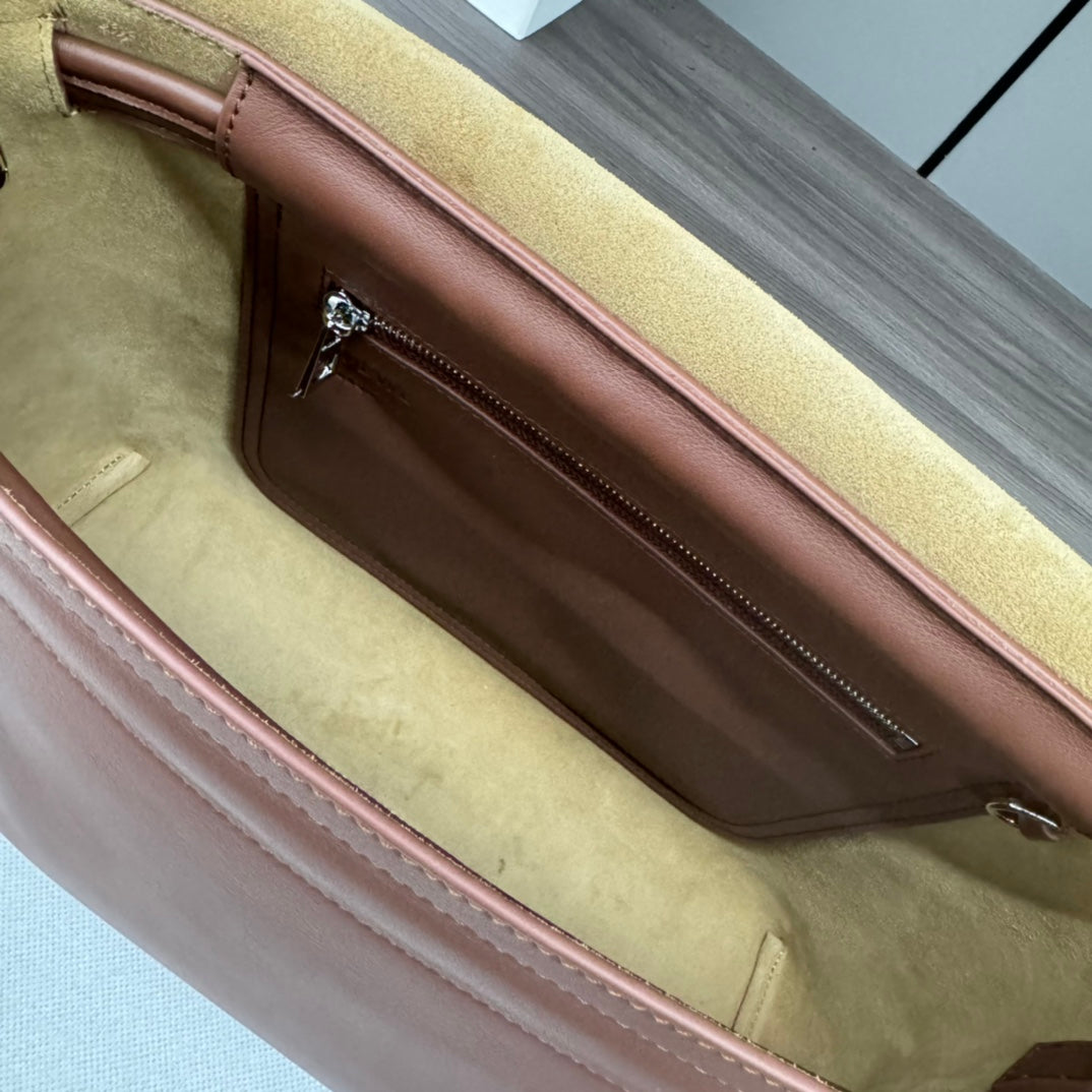 Loewe Flamenco Satchel Messenger 34cm Bag Brown Cowhide canvas 253906
